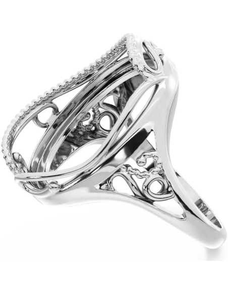 Anillo en Blanco de Plata Esterlina 925 Jewelets 13x18mm DIY