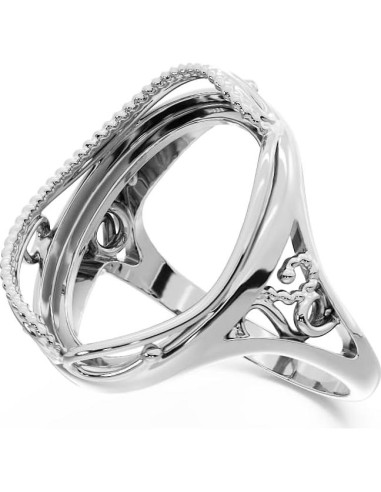 Anillo en Blanco de Plata Esterlina 925 Jewelets 13x18mm DIY