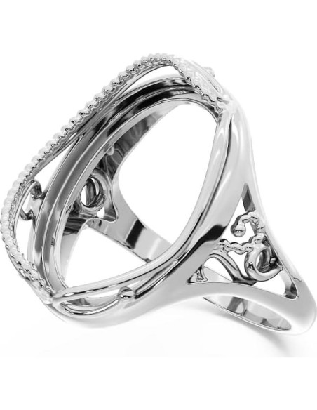 Anillo en Blanco de Plata Esterlina 925 Jewelets 13x18mm DIY