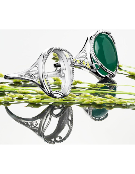 Anillo en Blanco de Plata Esterlina 925 Jewelets 13x18mm DIY