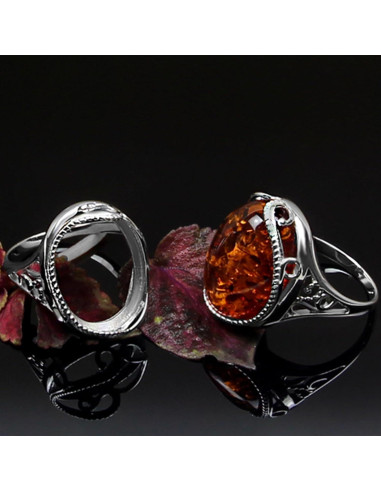 Anillo en Blanco de Plata Esterlina 925 Jewelets 13x18mm DIY