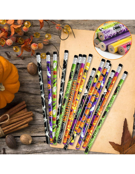100 Lápices de Halloween con Borradores Qyyiguf - 10 Estilos