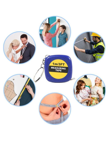 Llaveros Cinta Métrica PROLOSO 1m Retráctil Paquete 20 Unidades