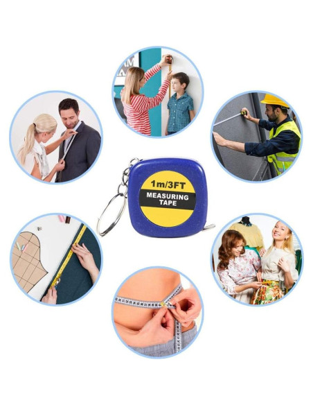 Llaveros Cinta Métrica PROLOSO 1m Retráctil Paquete 20 Unidades