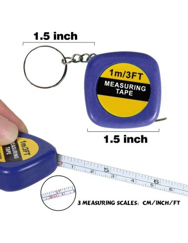 Llaveros Cinta Métrica PROLOSO 1m Retráctil Paquete 20 Unidades