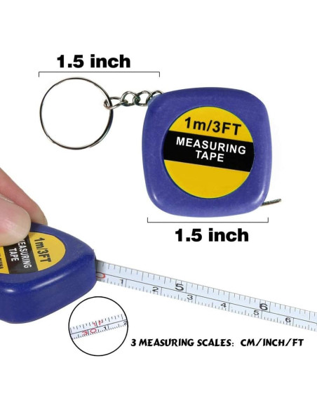 Llaveros Cinta Métrica PROLOSO 1m Retráctil Paquete 20 Unidades