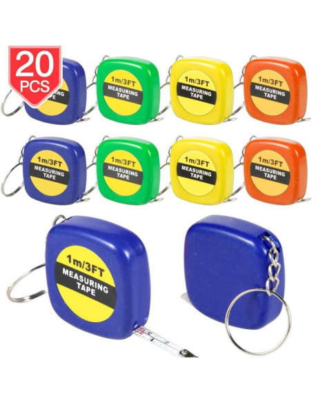 Llaveros Cinta Métrica PROLOSO 1m Retráctil Paquete 20 Unidades