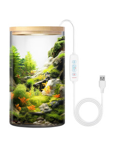 Terrario de Escritorio POPRHINO 15x25 cm con Luz LED Ajustable