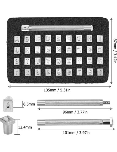 Juego de Sellos de Letras y Números YUENTOEN 36 Piezas 6mm