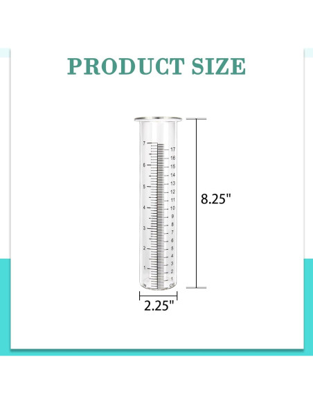 Paquete de 2 Medidores de Lluvia de Vidrio Neowah 20.96cm