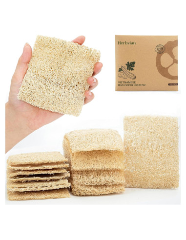 Esponjas de Lufa Doble Cara Herbvian - Paquete de 12 Unidades