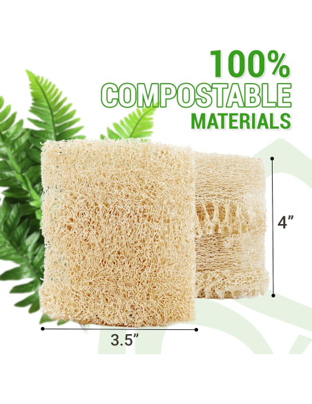 Esponjas de Lufa Doble Cara Herbvian - Paquete de 12 Unidades