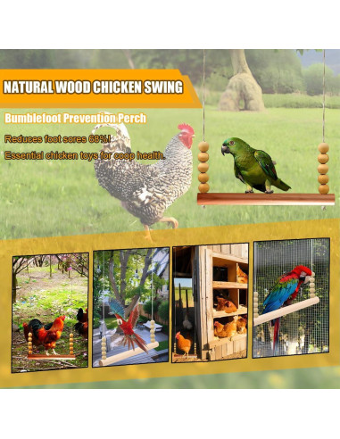 Columpio para Gallinas TARANDUS 40 cm Madera Natural Ajustable