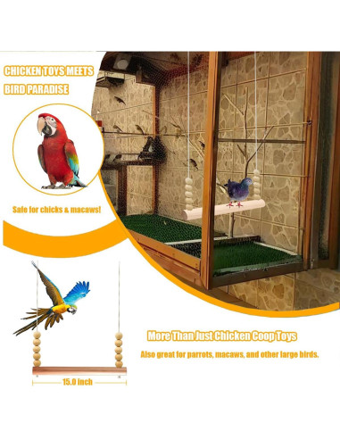 Columpio para Gallinas TARANDUS 40 cm Madera Natural Ajustable
