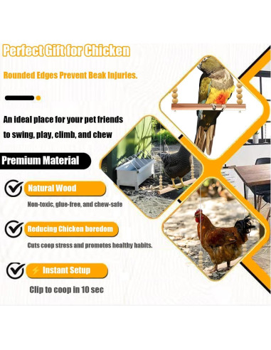 Columpio para Gallinas TARANDUS 40 cm Madera Natural Ajustable