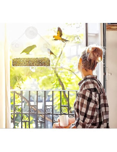 2 Comederos para Aves de Ventana Magnoloran Acrílico 15x15cm 2