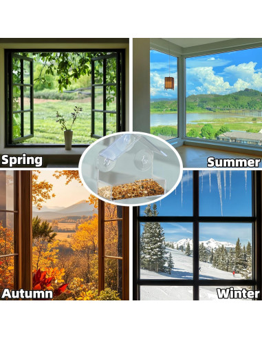 2 Comederos para Aves de Ventana Magnoloran Acrílico 15x15cm