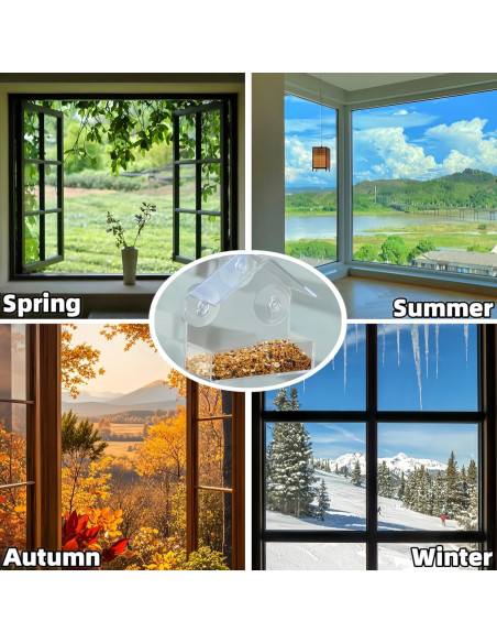 2 Comederos para Aves de Ventana Magnoloran Acrílico 15x15cm