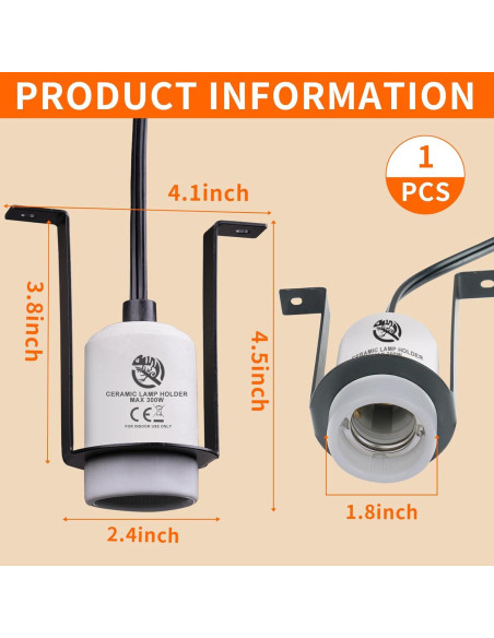 Soporte de Lámpara de Calor Cerámica REPTI HOME 300W