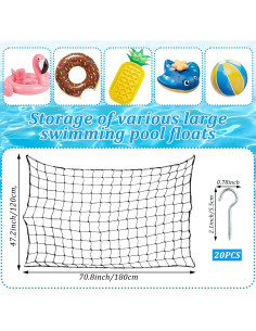 Red de Almacenamiento de Juguetes de Piscina CIEOVO 119cm 2