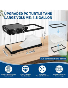 Kit Acuario para Tortugas GOZILLA 40x20x22.86cm con Filtro y Lámpara 2