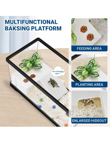 Kit Acuario para Tortugas GOZILLA 40x20x22.86cm con Filtro y Lámpara