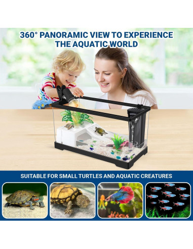 Kit Acuario para Tortugas GOZILLA 40x20x22.86cm con Filtro y Lámpara