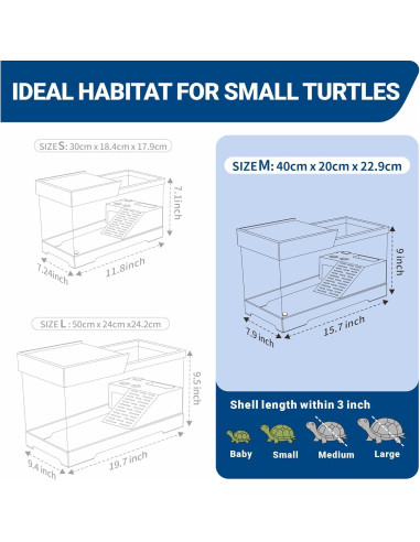 Kit Acuario para Tortugas GOZILLA 40x20x22.86cm con Filtro y Lámpara