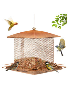 Comedero para Aves Buseeau de Metal 1.58kg Colgante Oro