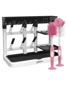 Torre de Secado Dr. Brown's Rosa con Cepillos para Biberones