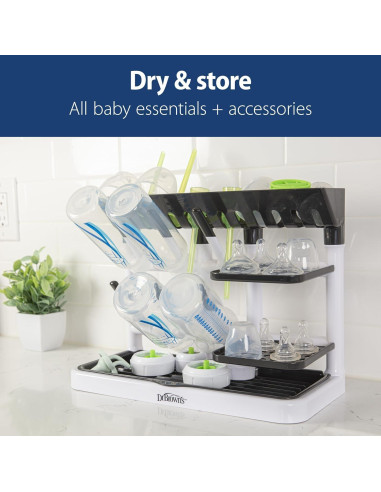 Torre de Secado Dr. Brown's Rosa con Cepillos para Biberones