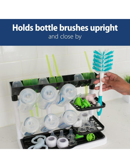 Torre de Secado Dr. Brown's Rosa con Cepillos para Biberones