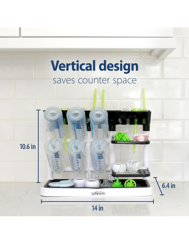 Torre de Secado Dr. Brown's Rosa con Cepillos para Biberones