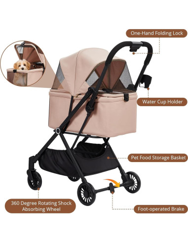 Carrito Plegable para Mascotas EltraWors Caqui 22 kg