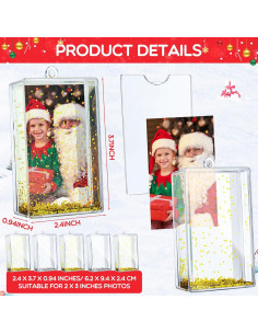 12 Marcos de Foto Flotantes Navidad Wonderjune 6 Dorados 6 Plateados 2