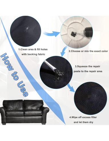 Kit de Reparación de Cuero Kenbry 12 Colores 20ml