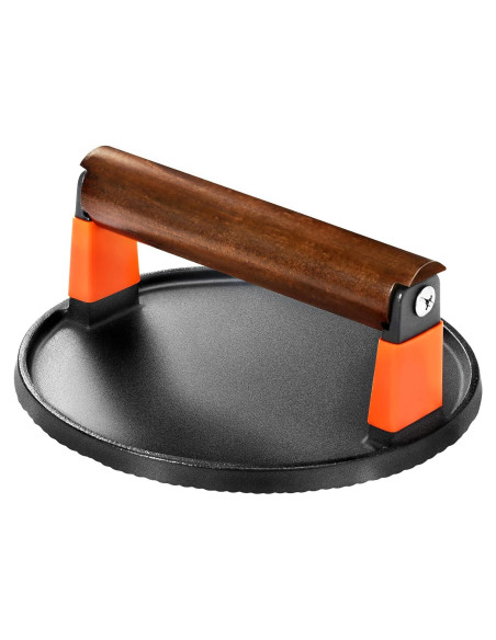 Prensa de Hamburguesas GGC de Hierro Fundido 18 cm con Mango de Madera