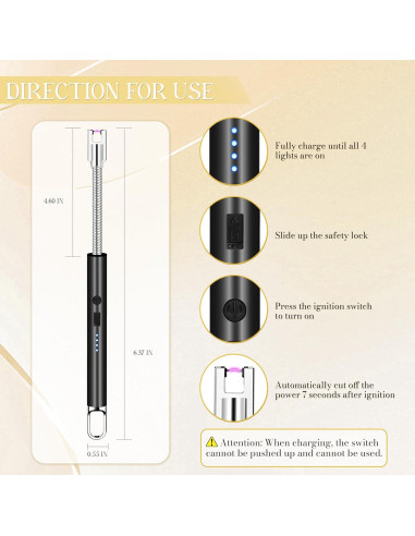 Encendedor Eléctrico Koulate Negro Recargable Tipo C 360
