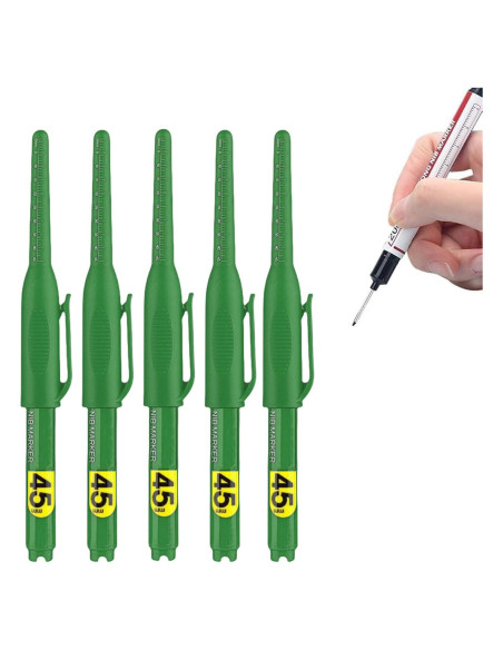 5 Marcadores de Cabeza Larga Genérico 20mm Impermeables Verde