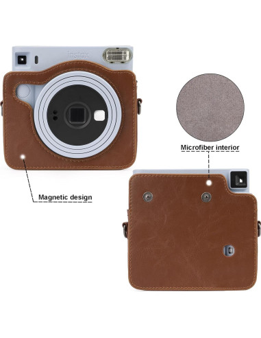 Funda Protectora Frankmate para Cámara Fujifilm Instax SQ1 - Cuero PU Marrón