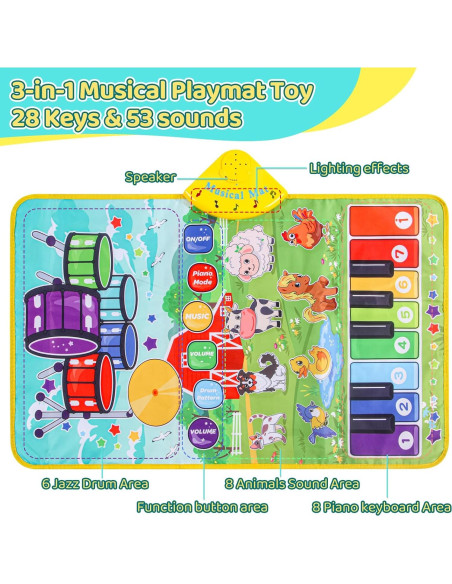 Alfombrilla Musical 3 en 1 Zitranse para Niños 80x50 cm