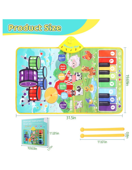 Alfombrilla Musical 3 en 1 Zitranse para Niños 80x50 cm