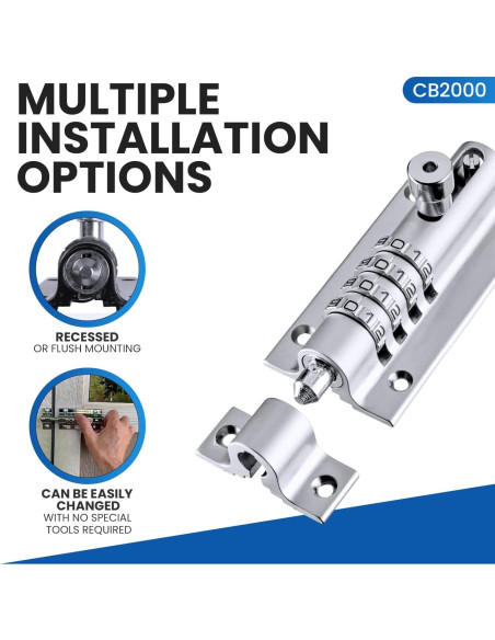 Cerradura de Combinación Deslizante FJM CB2000-CHR Cromo