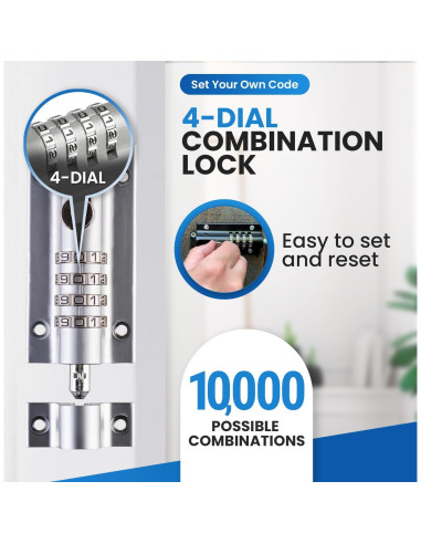 Cerradura de Combinación Deslizante FJM CB2000-CHR Cromo