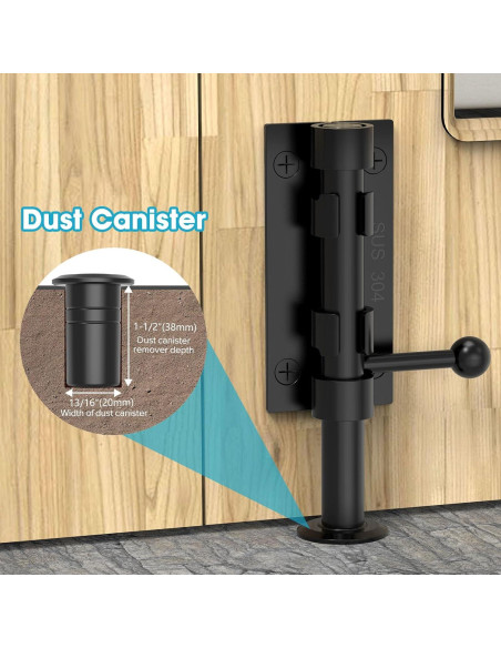 Cierre de Puerta Deslizante MeBantoo 160mm Acero Inoxidable Negro