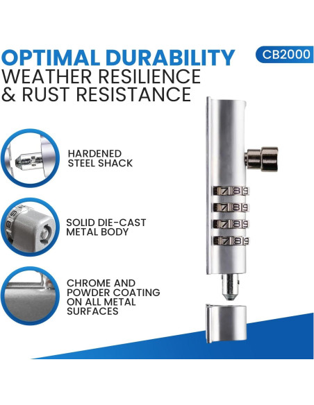 Cerradura de Combinación Deslizante FJM CB2000-CHR Cromo