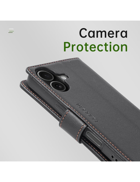 Funda billetera FLIPALM para iPhone 17, cuero PU, negro