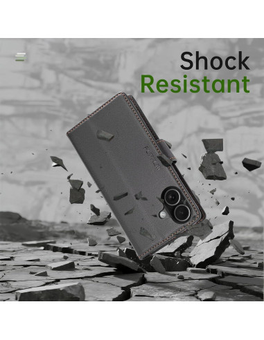 Funda billetera FLIPALM para iPhone 17, cuero PU, negro