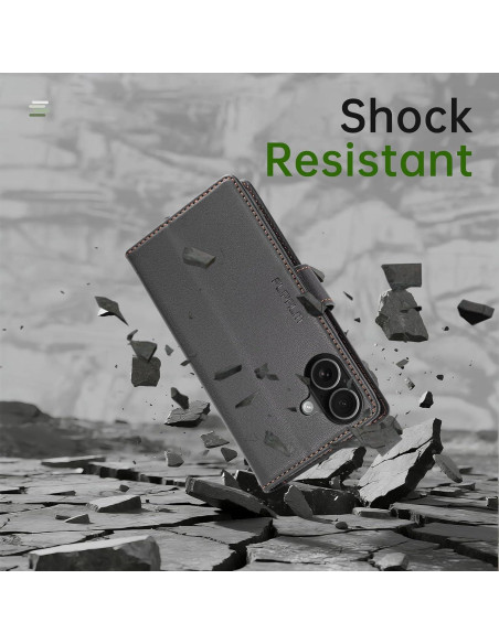 Funda billetera FLIPALM para iPhone 17, cuero PU, negro