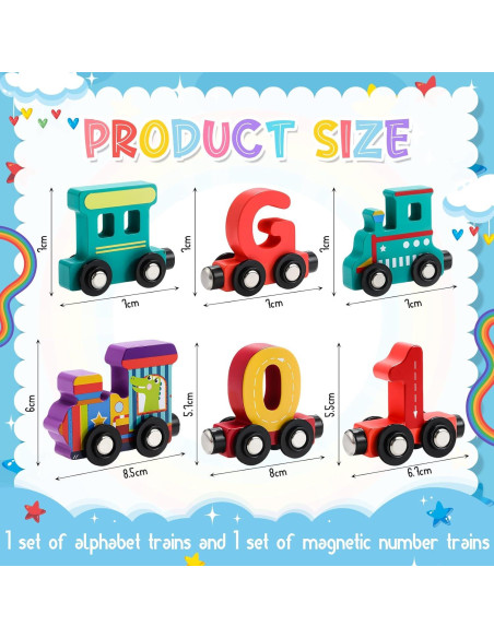 Juguetes de Tren Magnéticos de Madera Vinsot - 2 Juegos Educativos